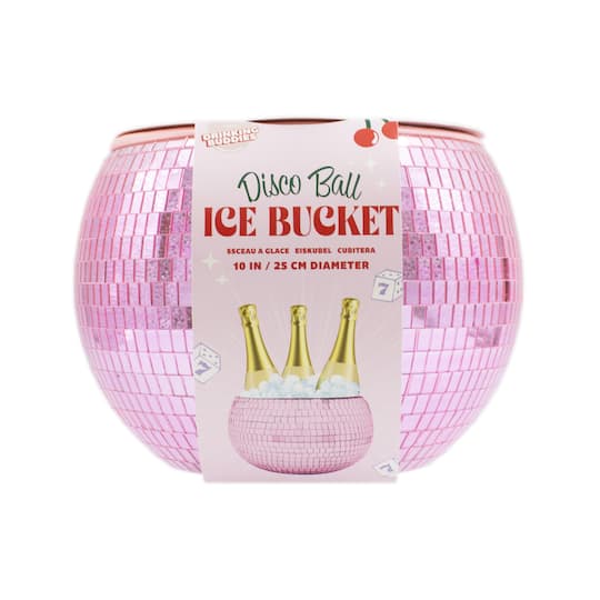 9.25" Drinking Buddies Pink Disco Ball Ice Bucket